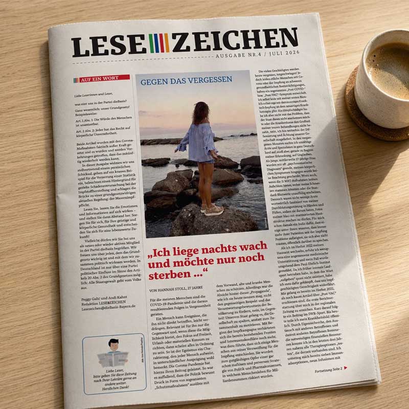 Artikelbild zum dieBasis LESEZEICHEN Juli 2026 - Foto der Printausgabe